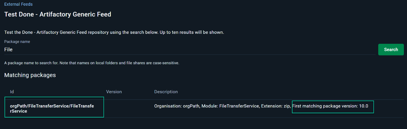 Searching for the package in Octopus
